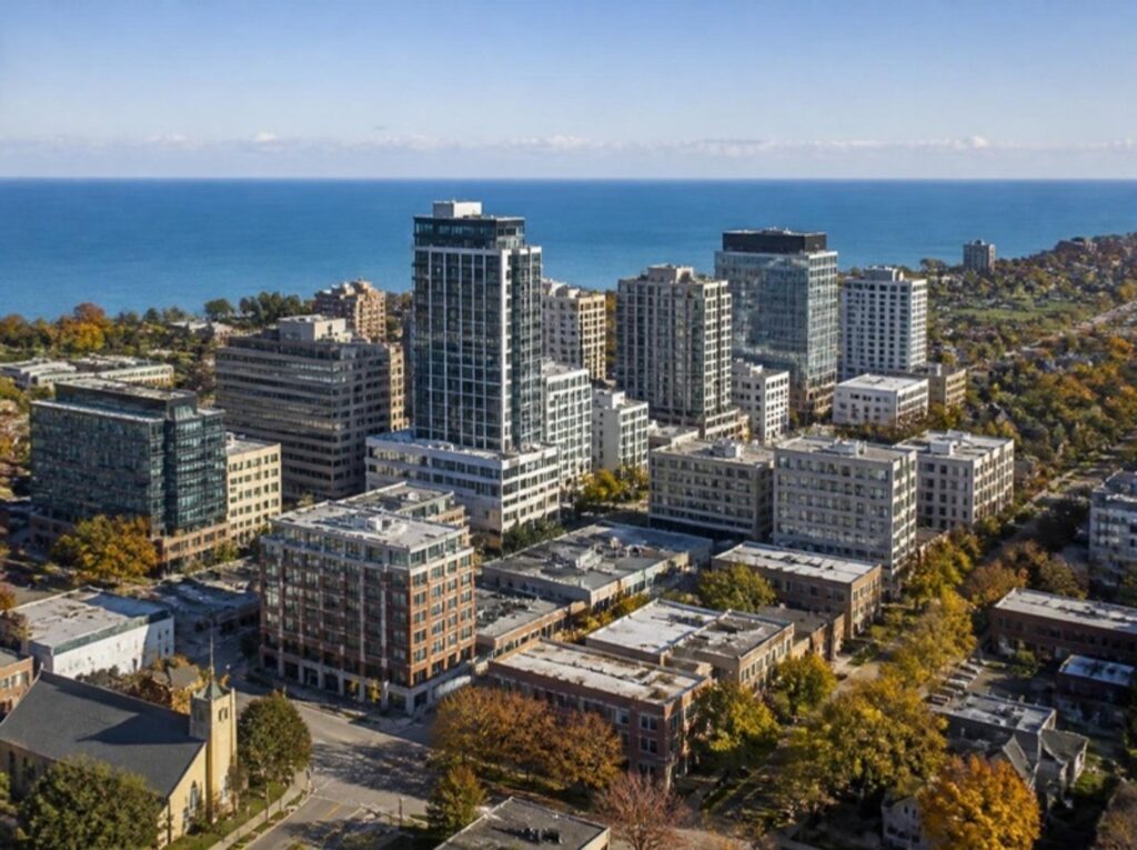 Downtown Evanston, IL office buildings near Lake Michigan, Evanston office space guide for tenants | Tenant Advisors