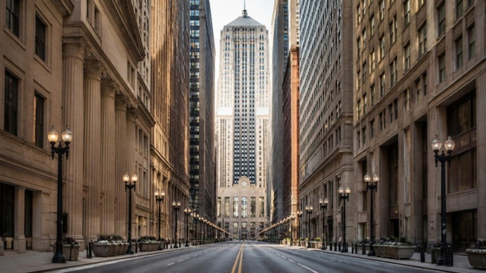LaSalle Street office towers leading to the Chicago Board of Trade Building, Central Loop, Chicago
