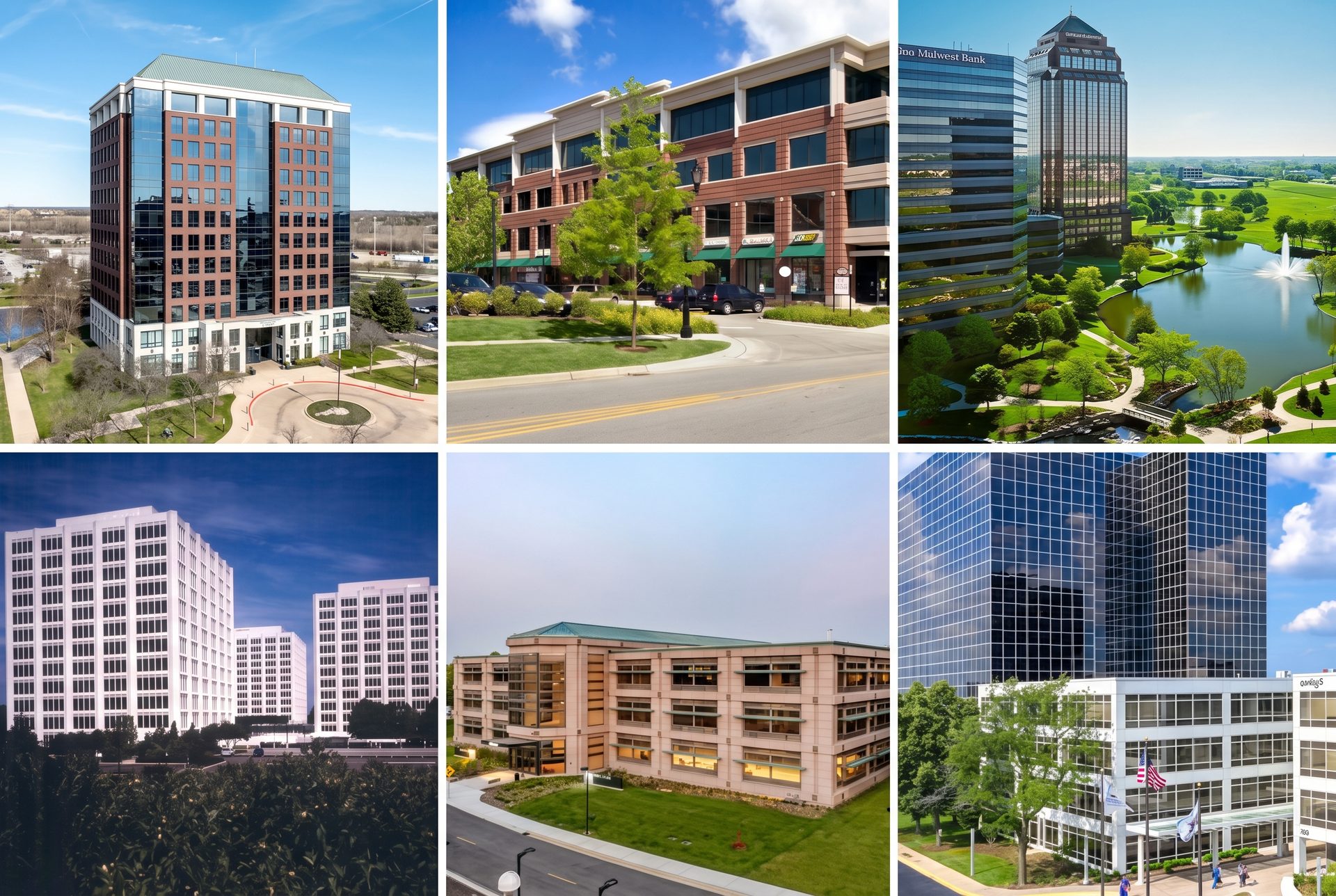 Office buildings across the Northwest Suburbs office market, including Schaumburg, Itasca, and the I-90 corridor