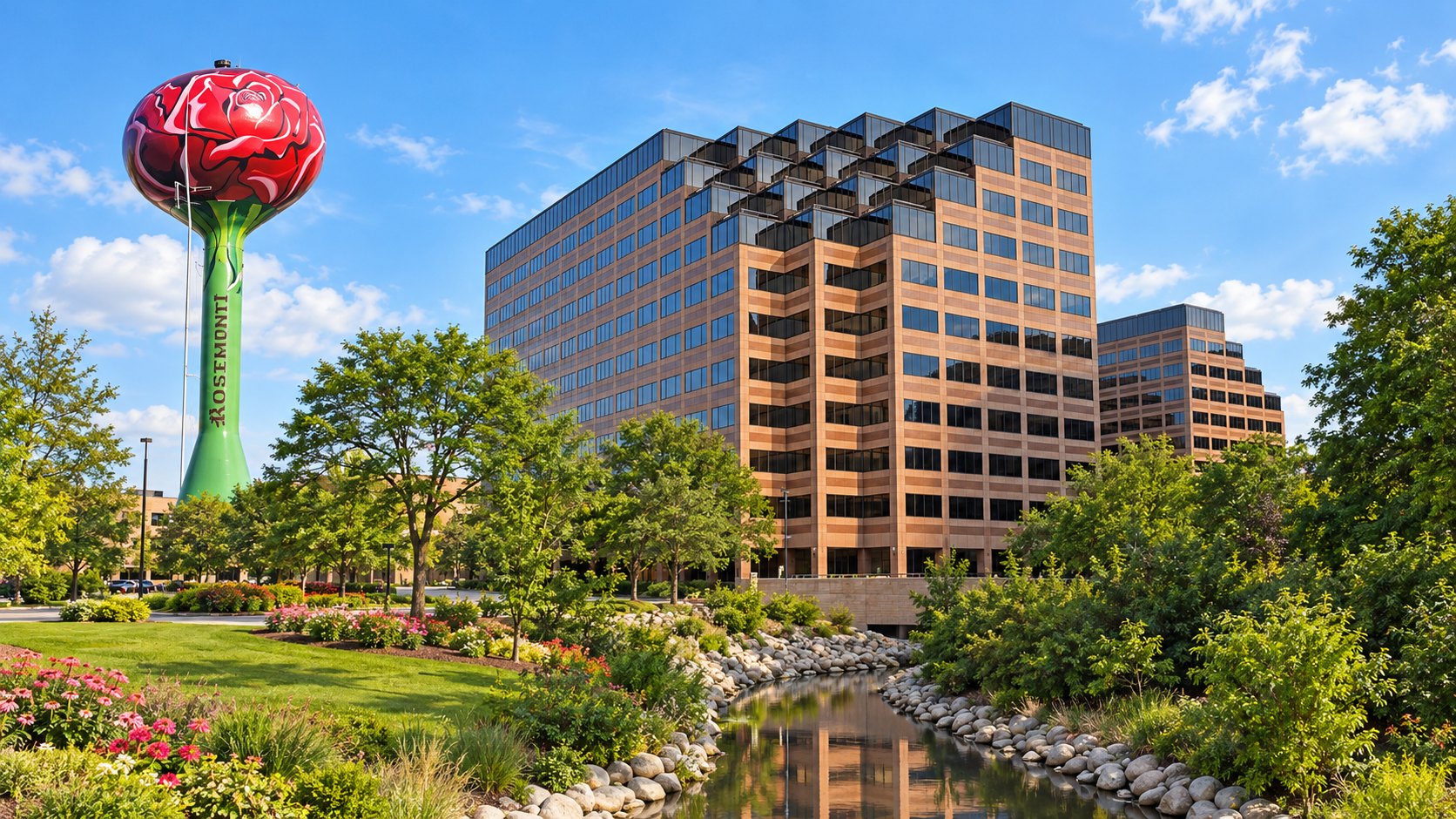Rosemont, IL office buildings with the Rosemont rose water tower, Rosemont office space guide for tenants | Tenant Advisors